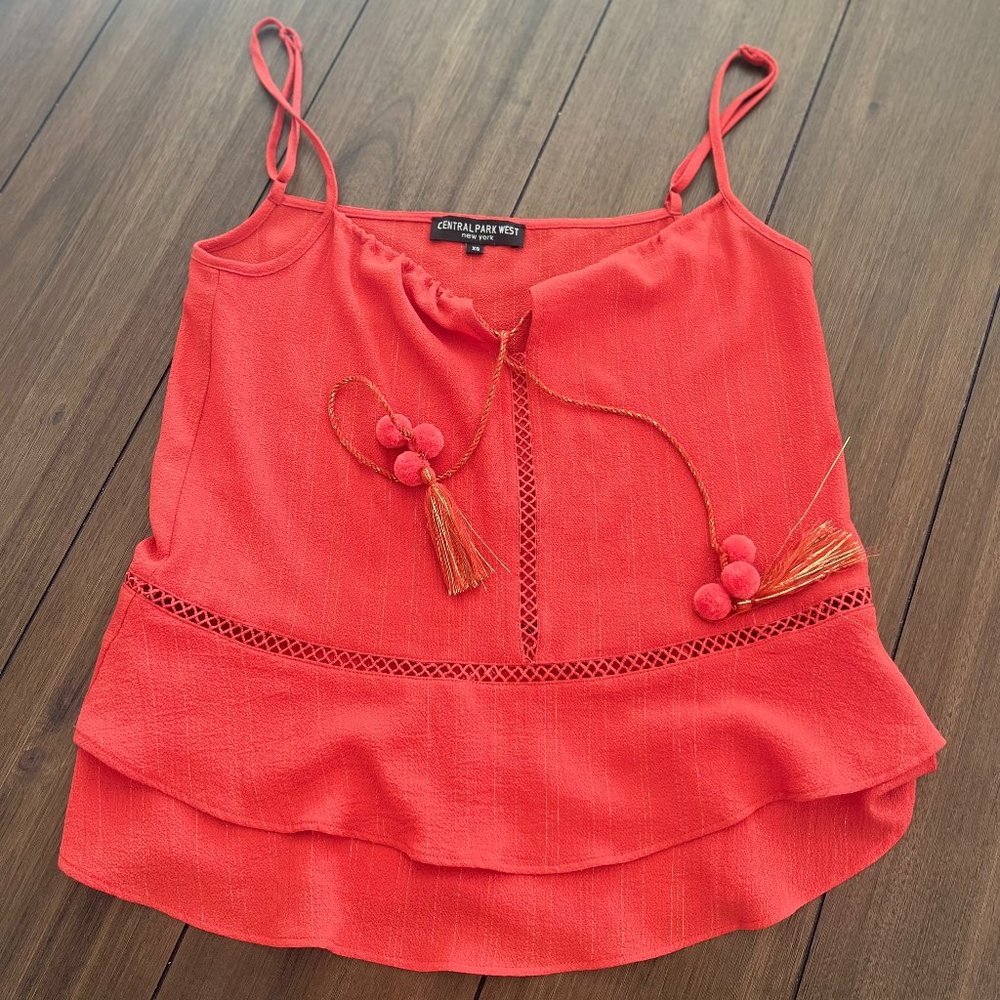 CORAL ORANGE SPAGHETTI STRAP TUNIC TOP